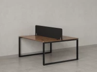 Бенч-система, 2 рабочих места, с одним тканевым экраном 1600x1400x750 RM169-1-16x14 Дуб Юстус/Черный