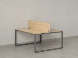 Бенч-система, 2 рабочих места, с одним экраном ЛДСП 1600x1200x750 RM169-2-16x12 Вяз Швейцарский светлый/Серый