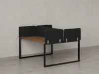 Бенч-система, 2 рабочих места, 5 тканевых экранов 1000x1200x750 RM169-3-10x12 Дуб Юстус/Черный