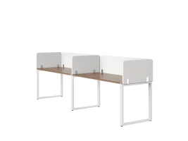 Бенч-система в 1 ряд, 2 рабочих места 5 тканевых экранов 2400x700x750 RM168-1-24x7 Дуб Юстус/Белый