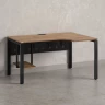 Стол угловой, экран металл, П-опора, правый 1800x900/1200x750, RM058-18x9-12 Дуб Юстус/Черный