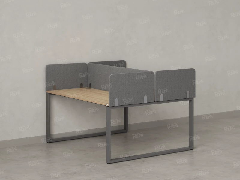 Бенч-система, 2 рабочих места, 5 тканевых экранов 1800x1600x750 RM169-3-18x16 Вяз Швейцарский светлый/Серый