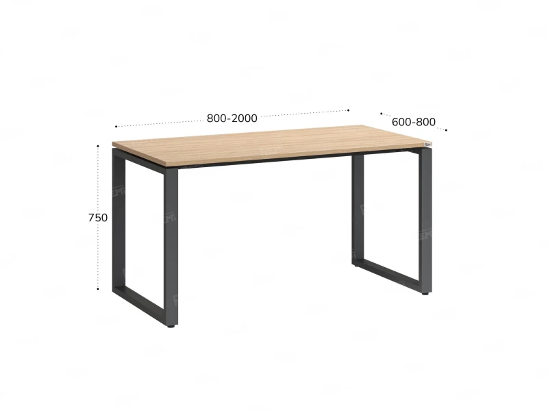 Стол прямой на O-образных опорах 1800x700x750 RM002-18x7 Вяз Швейцарский светлый/Серый
