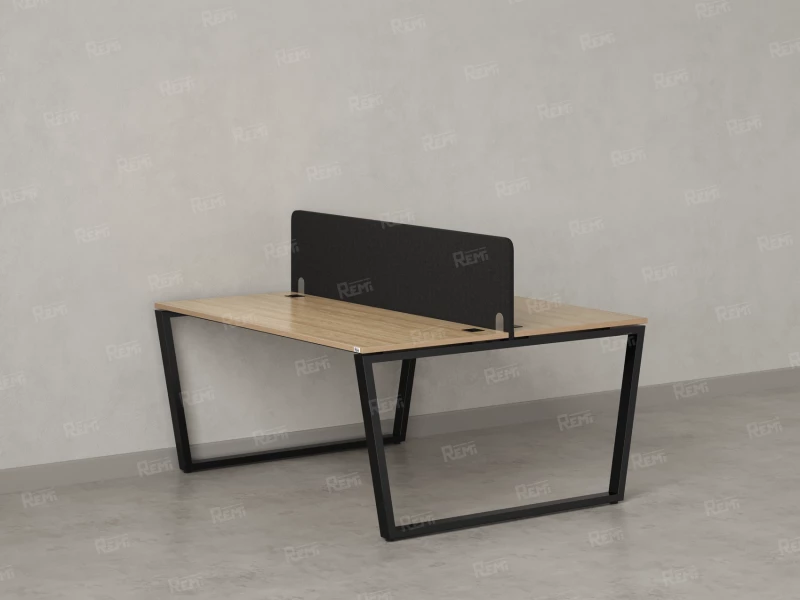 Бенч-система, 2 рабочих места, с одним тканевым экраном 1200x1400x750 RM172-1-12x14 Вяз Швейцарский светлый/Черный