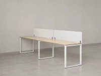 Бенч-система в 1 ряд, 2 рабочих места 2 тканевых экранов 2700x800x750 RM168-3-27x8 Вяз Швейцарский светлый/Белый
