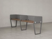 Бенч-система в 1 ряд, 2 рабочих места 5 тканевых экранов 2400x700x750 RM174-1-24x7 Дуб Юстус/Серый