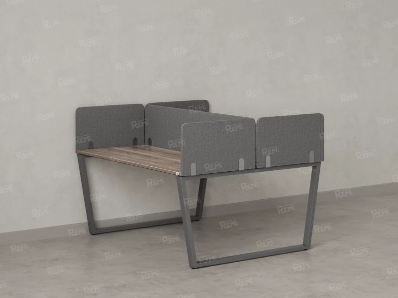Бенч-система, 2 рабочих места, 5 тканевых экранов 1400x1400x750 RM172-3-14x14 Дуб Маувелла/Серый