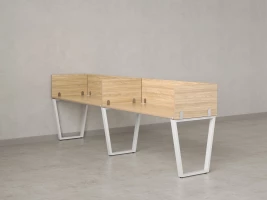 Бенч-система в 1 ряд, 2 рабочих места 5 ЛДСП экранов 2400x600x750 RM174-2-24x6 Вяз Швейцарский светлый/Белый