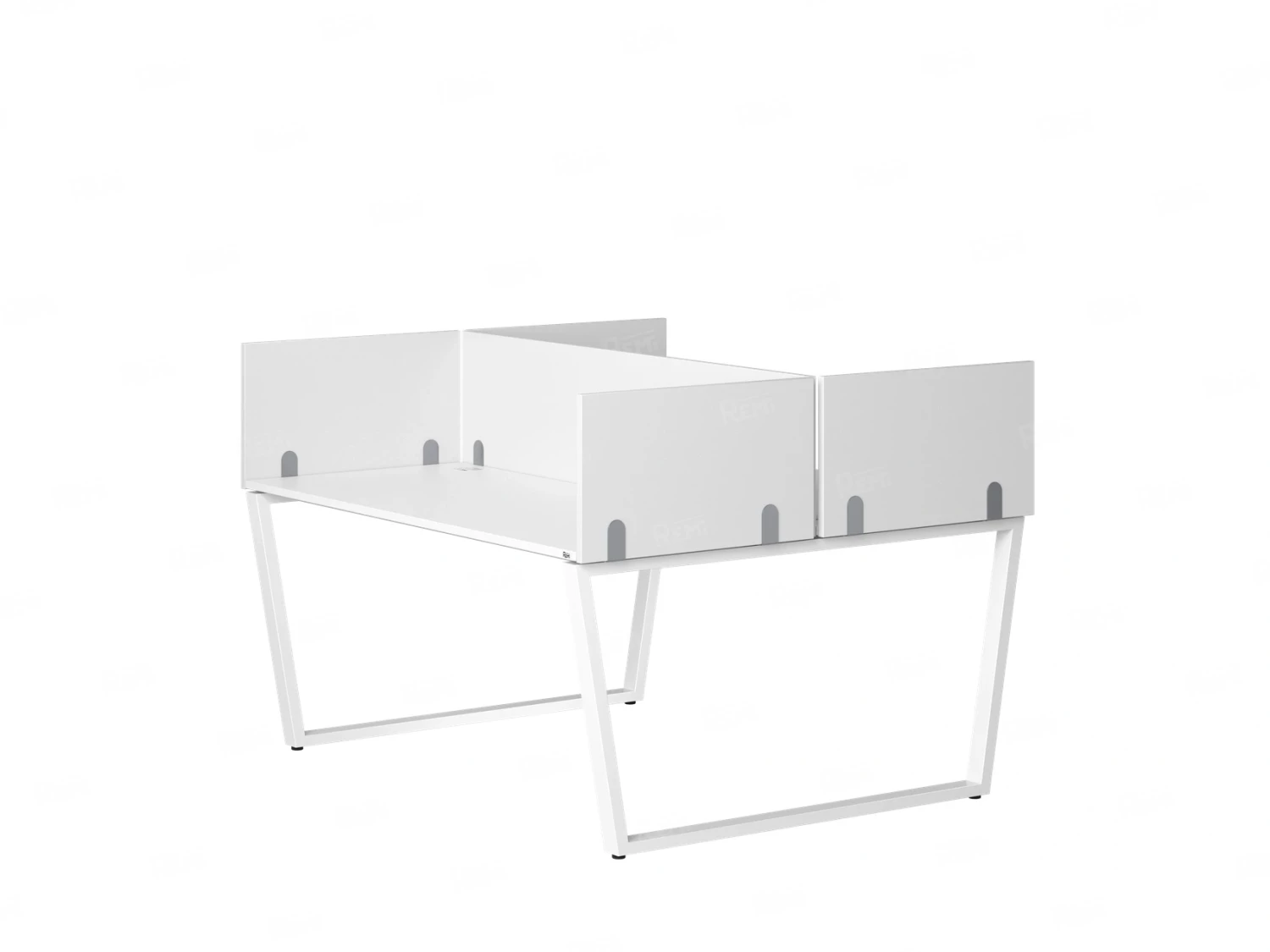 Бенч-система, 2 рабочих места, 5 ЛДСП экранов 1400x1200x750 RM172-4-14x12 Белый/Белый