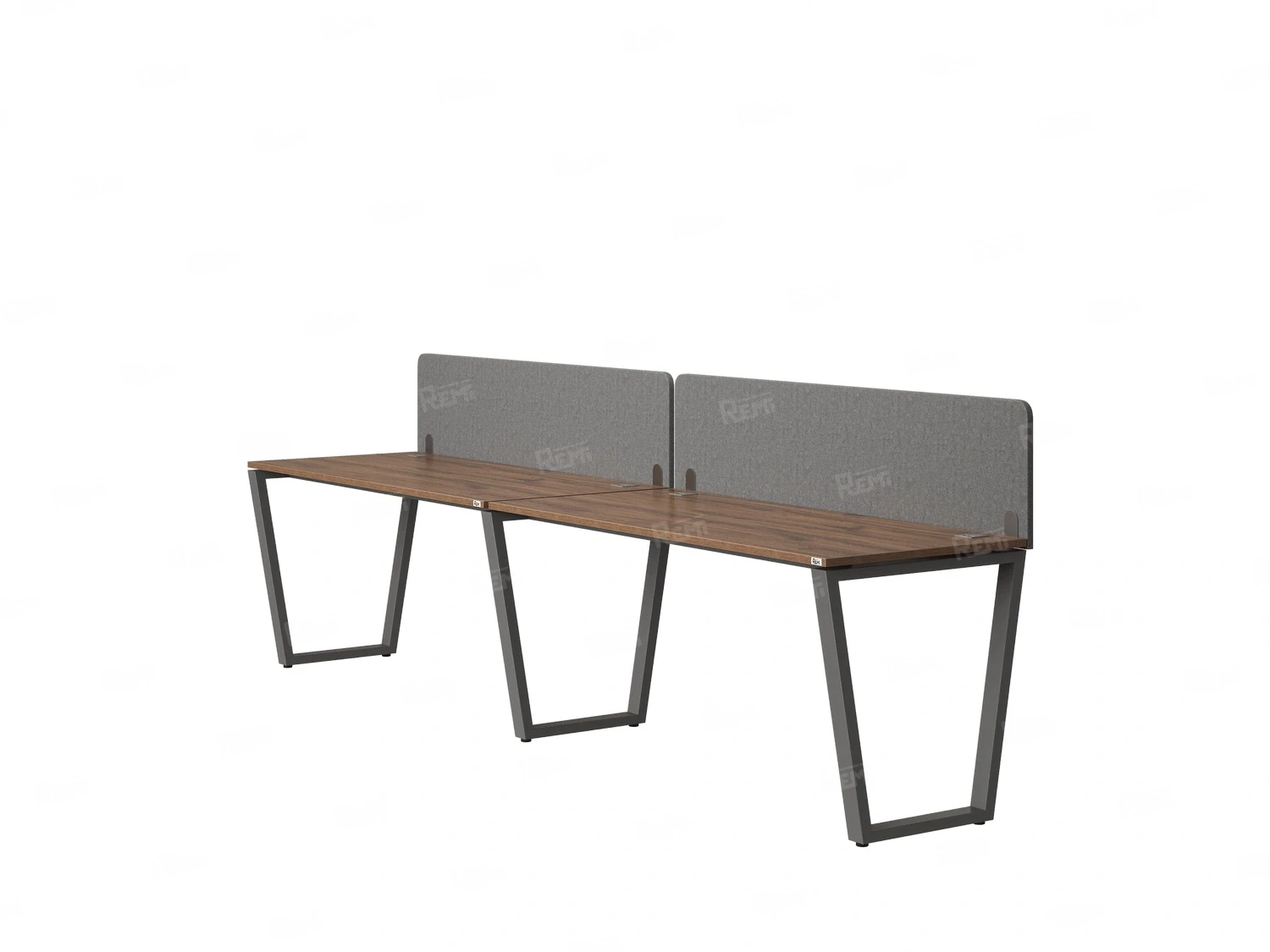 Бенч-система в 1 ряд, 2 рабочих места 2 тканевых экранов 3600x800x750 RM174-3-36x8 Дуб Юстус/Серый