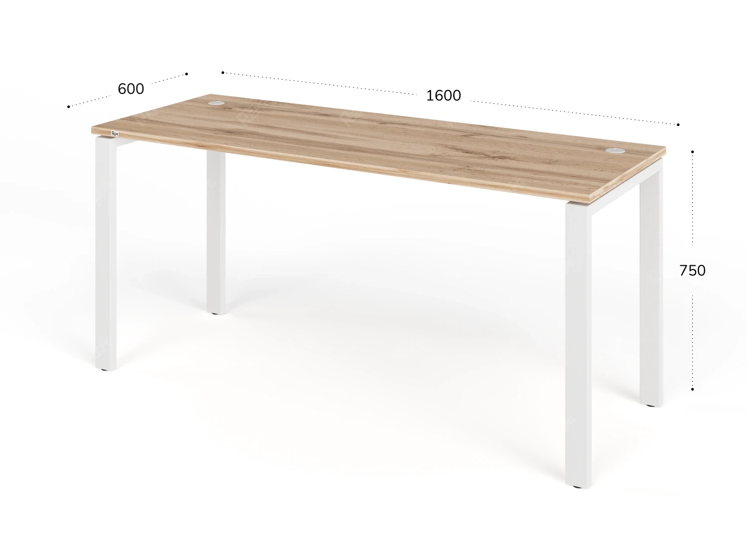 Стол прямой на металлокаркасе 1600x600x750 RTD066 Вотан/Белый. Серия Тандем / Tandem. Серия Тандем / Tandem