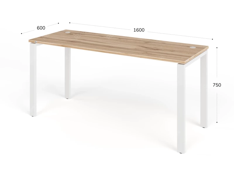 Стол прямой на металлокаркасе 1600x600x750 RTD066 Вотан/Белый