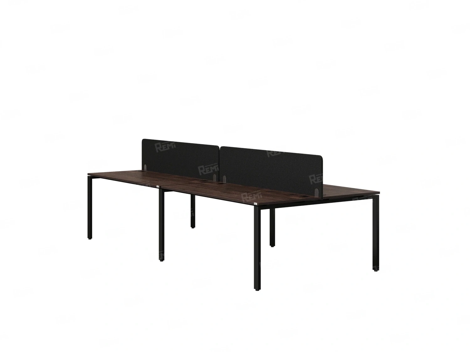 Бенч-система, 4 рабочих места, на П-образных опорах, 2 тканевых экранов 2000x1400x750 RM166-3-10x14 Дуб Апрельский шоколад/Черный