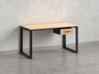 Стол прямой с подвесной тумбой, О-опора 1600x600x750 RM036-16x6 Вяз Швейцарский светлый/Черный