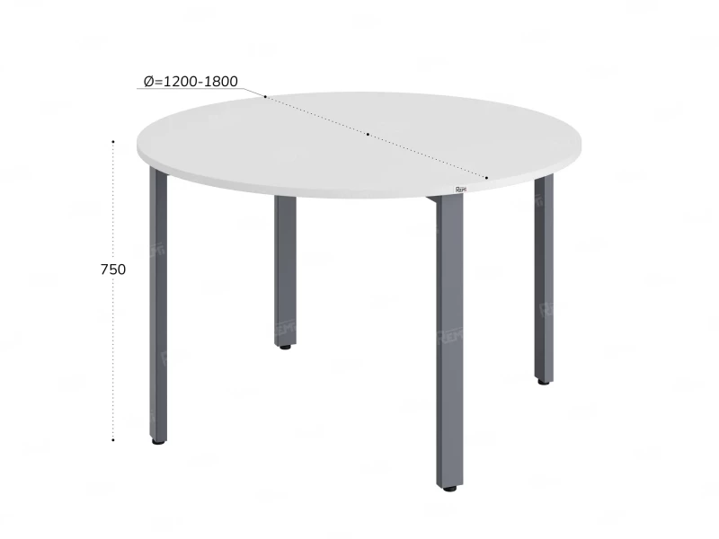 Круглый стол на П-образных опорах 1500x1500x750 RM186-15x15 Белый/Серый