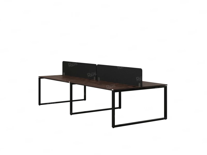 Бенч-система, 4 рабочих места, на О-образных опорах, 2 тканевых экранов 3200x1600x750 RM170-3-16x16 Дуб Апрельский шоколад/Черный