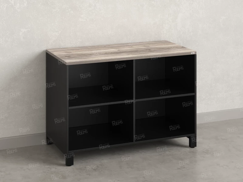 Стеллаж низкий, 4 ячейки 1200х600х850 RM145-12x6 Дуб Маувелла/Черный