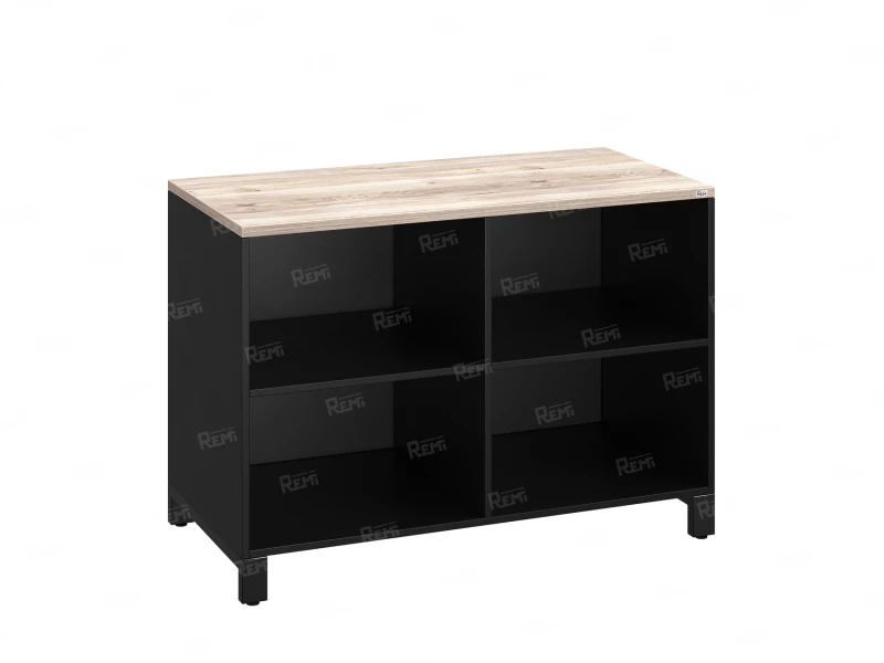 Стеллаж низкий, 4 ячейки 1200х600х850 RM145-12x6 Дуб Маувелла/Черный