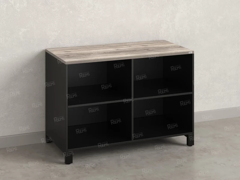 Стеллаж низкий, 4 ячейки 1200х600х850 RM145-12x6 Дуб Маувелла/Черный
