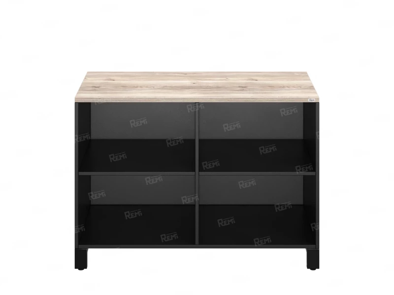 Стеллаж низкий, 4 ячейки 1200х600х850 RM145-12x6 Дуб Маувелла/Черный