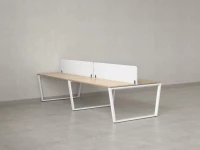 Бенч-система, 4 рабочих места, на U-образных опорах, 2 тканевых экранов 2800x1600x750 RM173-3-14x16 Вяз Швейцарский светлый/Белый