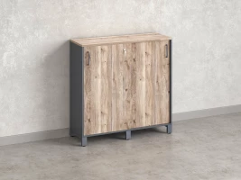 Низкий шкаф-купе, 3 полки 1200x420x1200 RM128-120x42 Дуб Маувелла/Серый