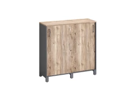 Низкий шкаф-купе, 3 полки 1200x420x1200 RM128-120x42 Дуб Маувелла/Серый