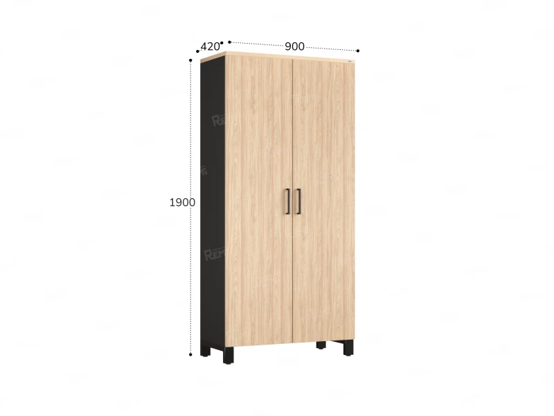 Шкаф распашной, 5 уровней 900x420x1900 RM152-90x41 Вяз Швейцарский светлый/Черный