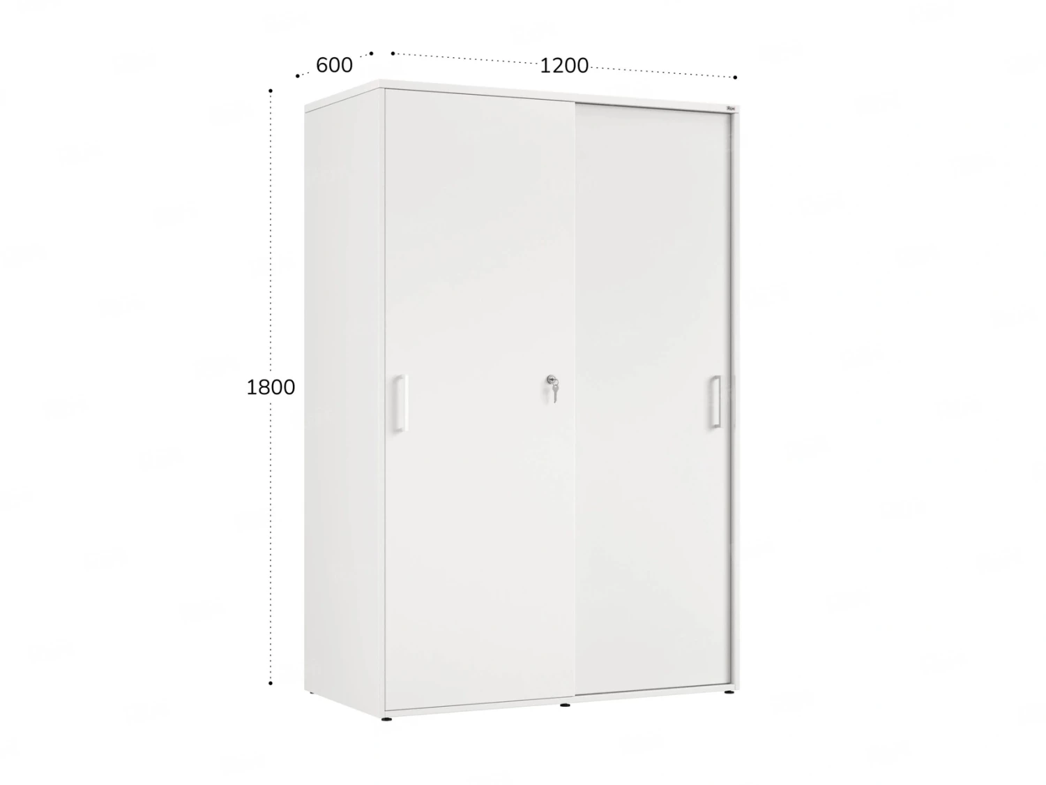 Шкаф-купе, регулируемые опоры, штанга, 1 полка 1200x600x1800 RM164-90x60 Белый/Белый
