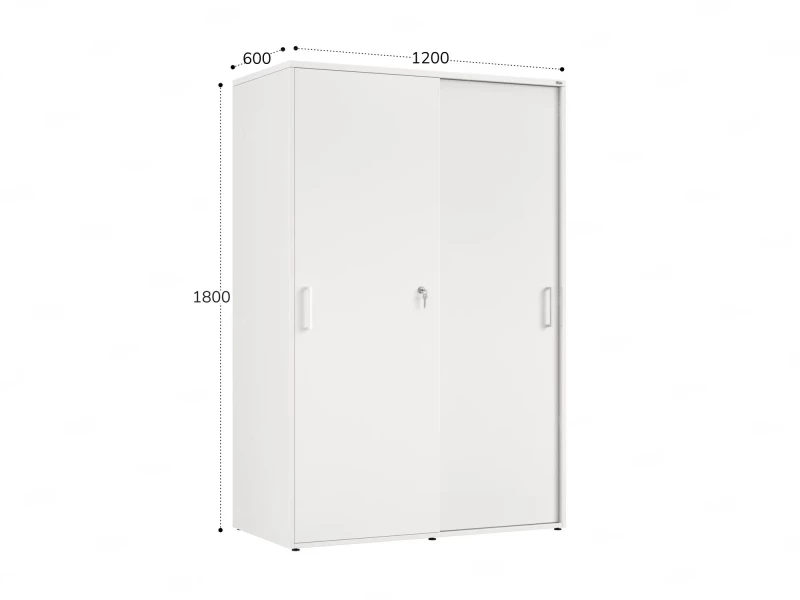 Шкаф-купе, регулируемые опоры, штанга, 1 полка 1200x600x1800 RM164-90x60 Белый/Белый
