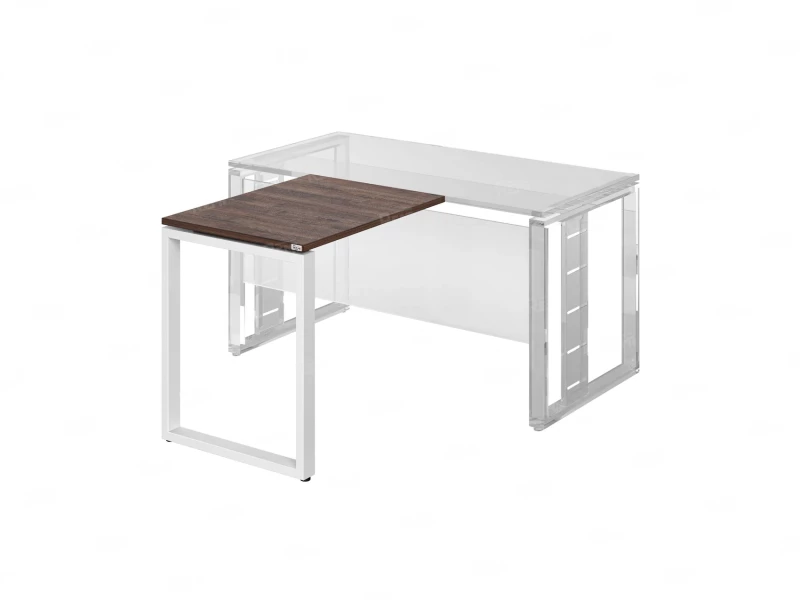 Брифинг прямой, с парящей столешнецей, на О-образном каркасе 1600x700x750 RM072-16x7 Дуб Апрельский шоколад/Белый