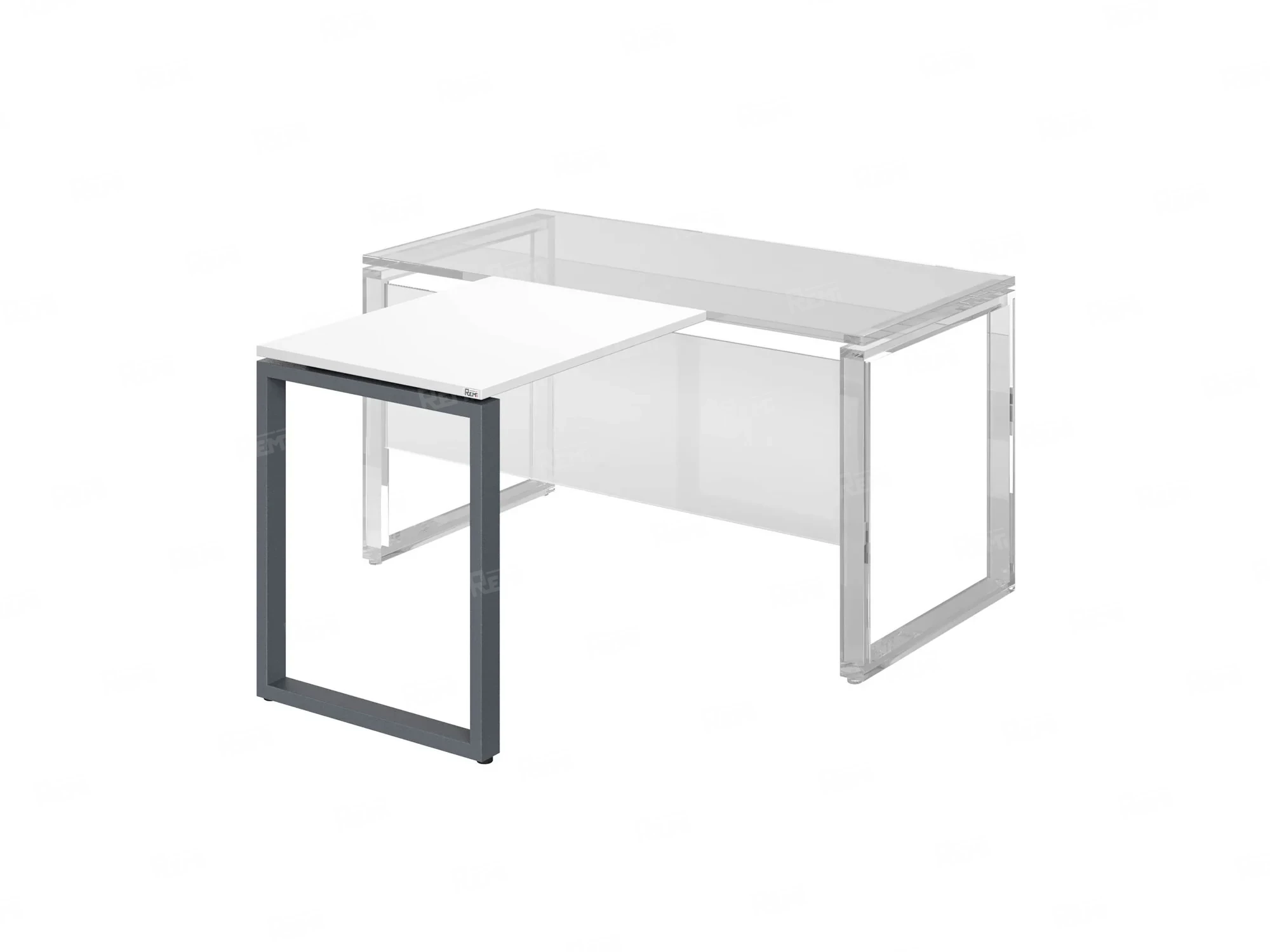 Брифинг прямой, с парящей столешнецей, на О-образном каркасе 1200x800x750 RM072-12x8 Белый/Серый