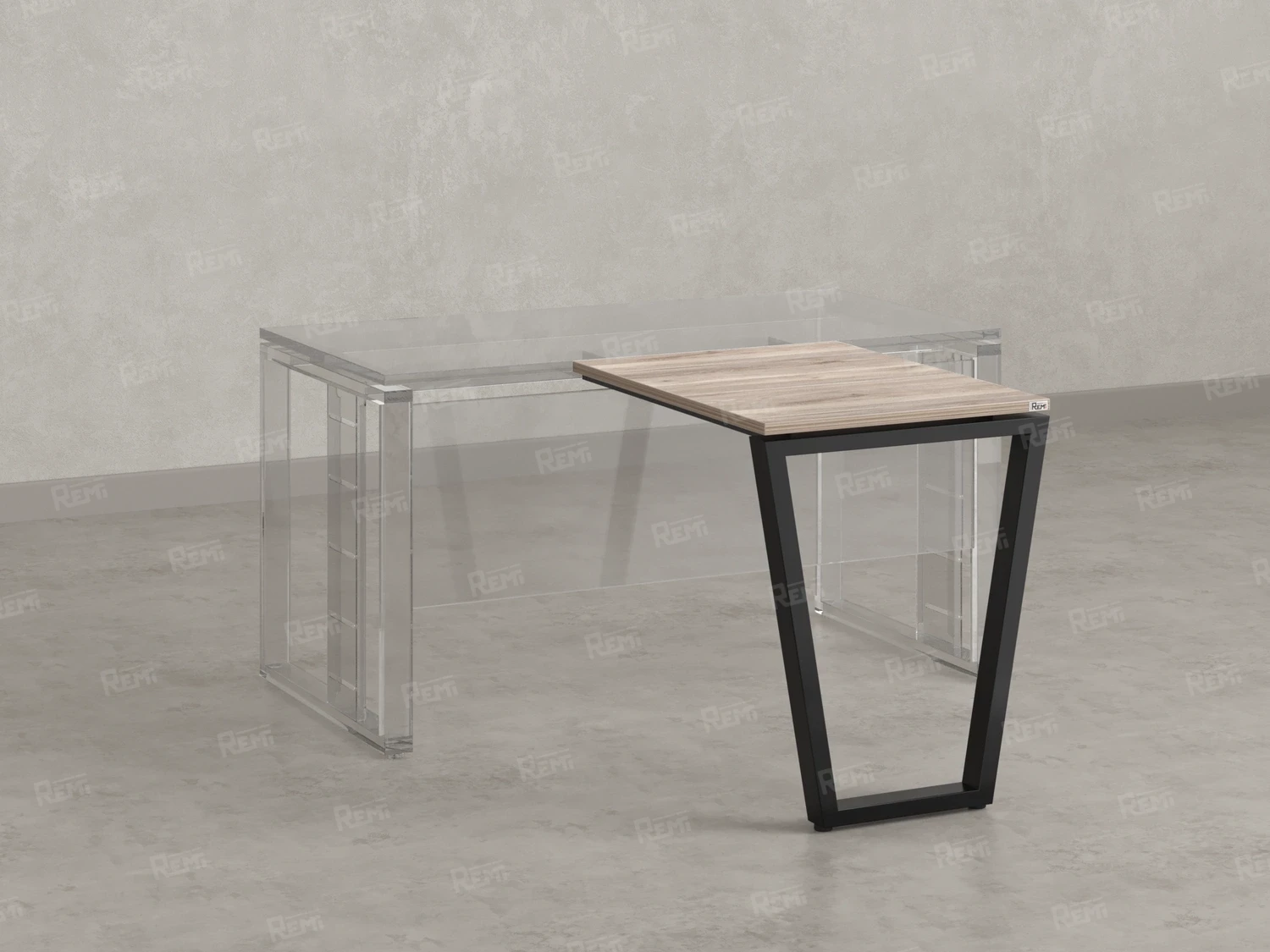 Брифинг прямой, с парящей столешнецей, на U-образном каркасе 1600x700x750 RM074-16x7 Дуб Маувелла/Черный