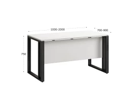 Стол прямой на О-образных опорах с экраном ЛДСП 1000x700x750 RM041-10x7 Белый/Черный