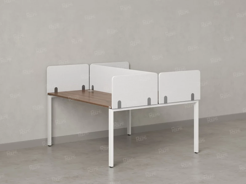 Бенч-система, 2 рабочих места, на П-образных опорах, 5 тканевых экрана 1200x1400x750 RM165-3-12x14 Дуб Юстус/Белый