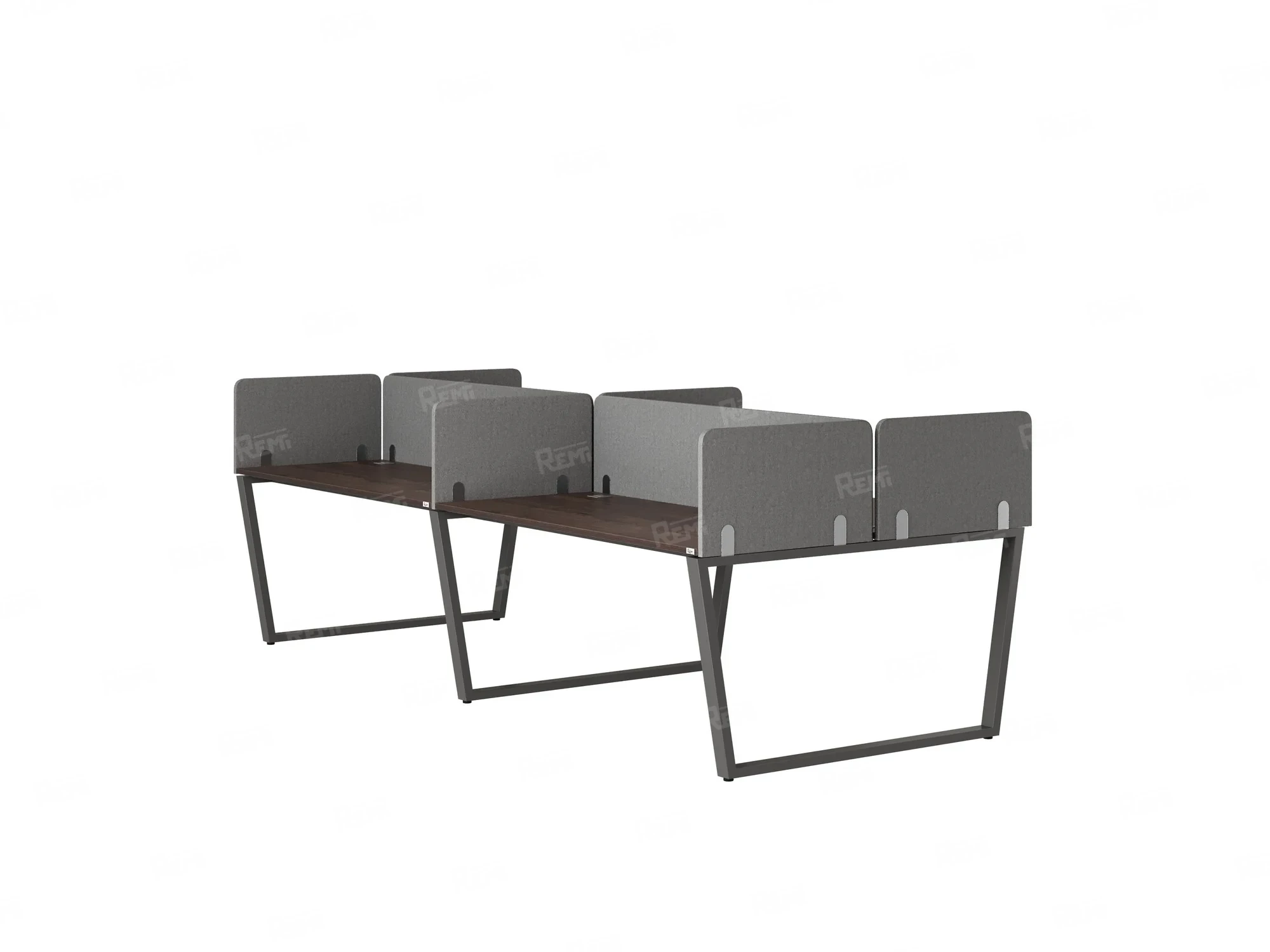 Бенч-система, 4 рабочих места, на U-образных опорах, 8 тканевых экранов 3200x1600x750 RM173-1-16x16 Дуб Апрельский шоколад/Серый