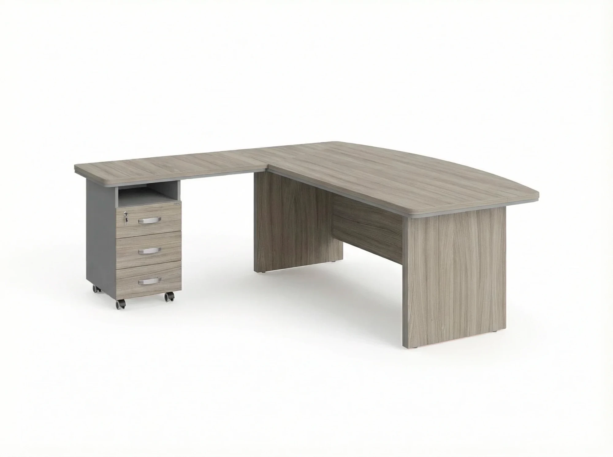 BRL RB071-200x200L Стол рук-ля угловой L с тумбой 3 ящика 2000х2000х760 Шорвуд/Серый вулканический