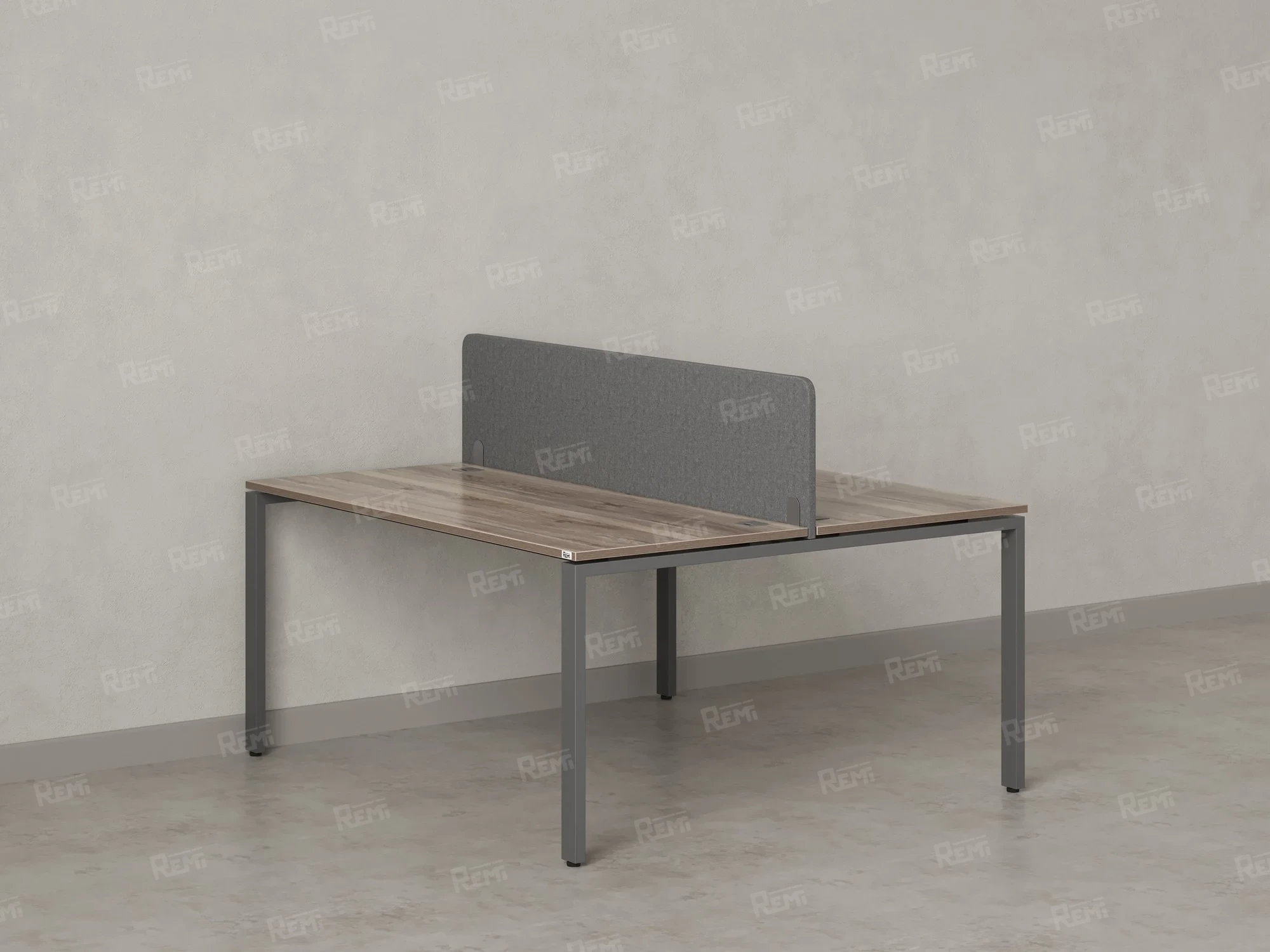 Бенч-система, 2 рабочих места, с одним тканевым экраном 1000x1600x750 RM165-1-10x16 Дуб Маувелла/Серый