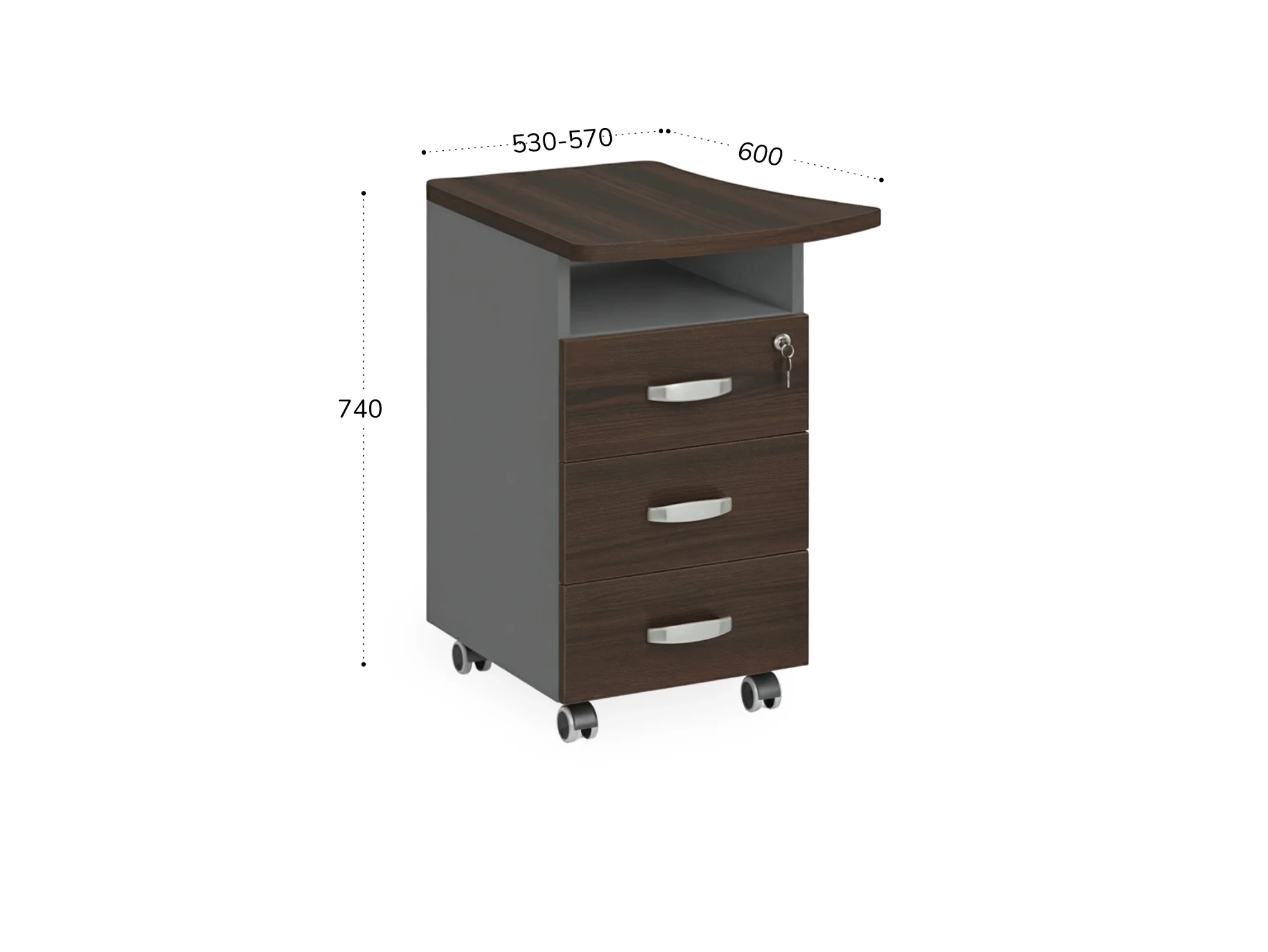 BRL RB085-53х60L Тумба приставная левая 530х600х740 Венге/Серый вулканический