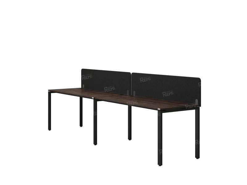 Бенч-система в 1 ряд, 2 рабочих места 2 тканевых экранов 2000x700x750 RM167-3-20x7 Дуб Апрельский шоколад/Черный