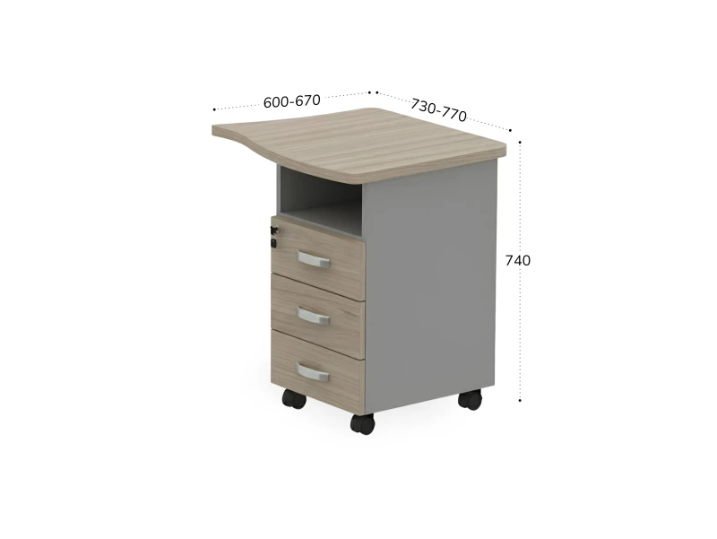 BRL RB090-77х67R Тумба приставная правая 770х670х740 Шорвуд/Серый вулканический