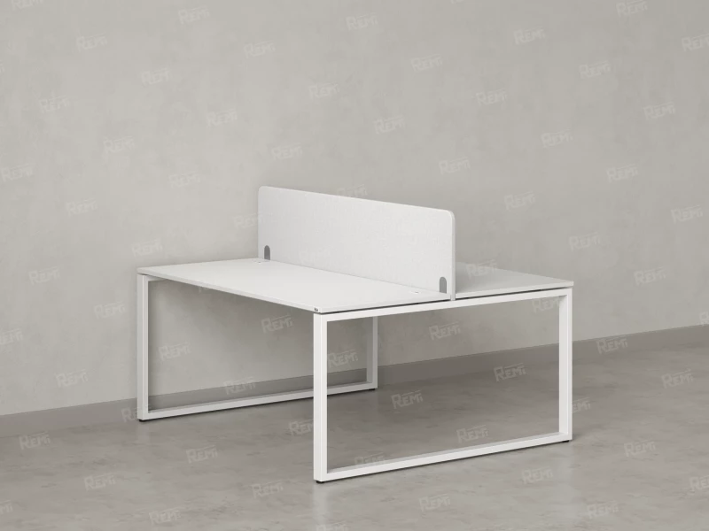 Бенч-система, 2 рабочих места, с одним тканевым экраном 1600x1600x750 RM169-1-16x16 Белый/Белый