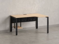 Стол угловой, экран металл, П-опора, правый 1600x700/900x750, RM058-16x7-9 Вяз Швейцарский светлый/Черный