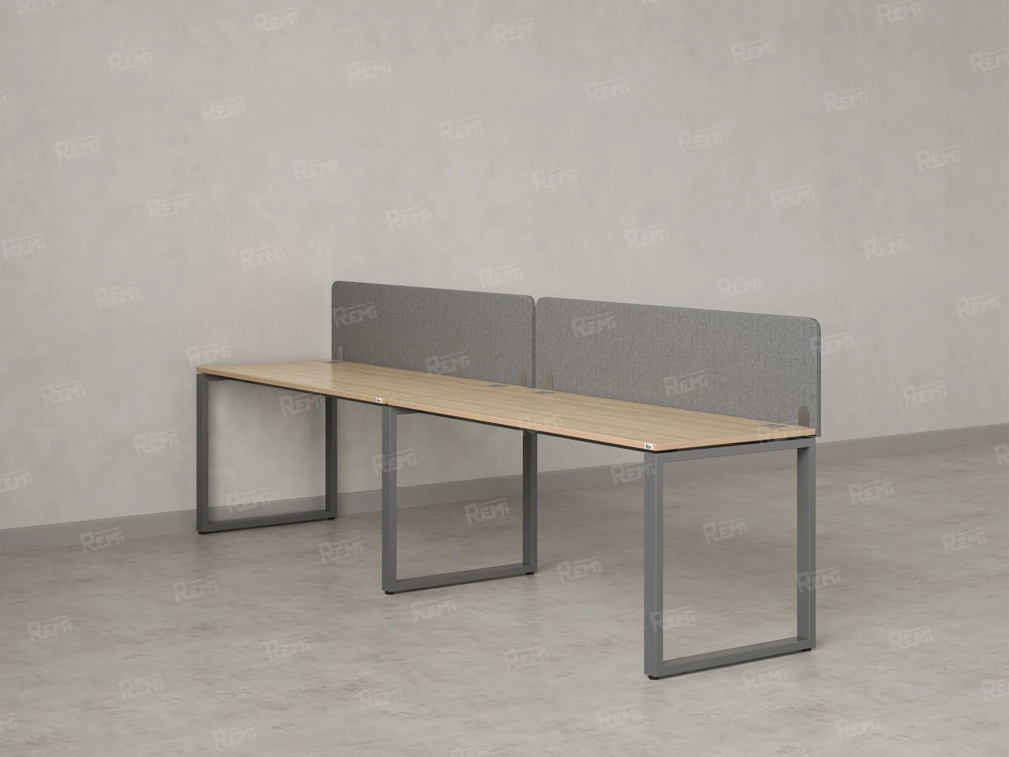 Бенч-система в 1 ряд, 2 рабочих места 2 тканевых экранов 2700x800x750 RM168-3-27x8 Вяз Швейцарский светлый/Серый