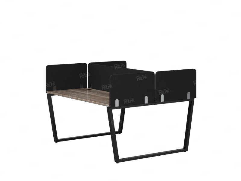 Бенч-система, 2 рабочих места, 5 тканевых экранов 1400x1400x750 RM172-3-14x14 Дуб Маувелла/Черный