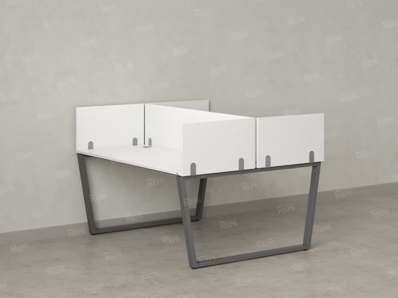 Бенч-система, 2 рабочих места, 5 ЛДСП экранов 1400x1200x750 RM172-4-14x12 Белый/Серый