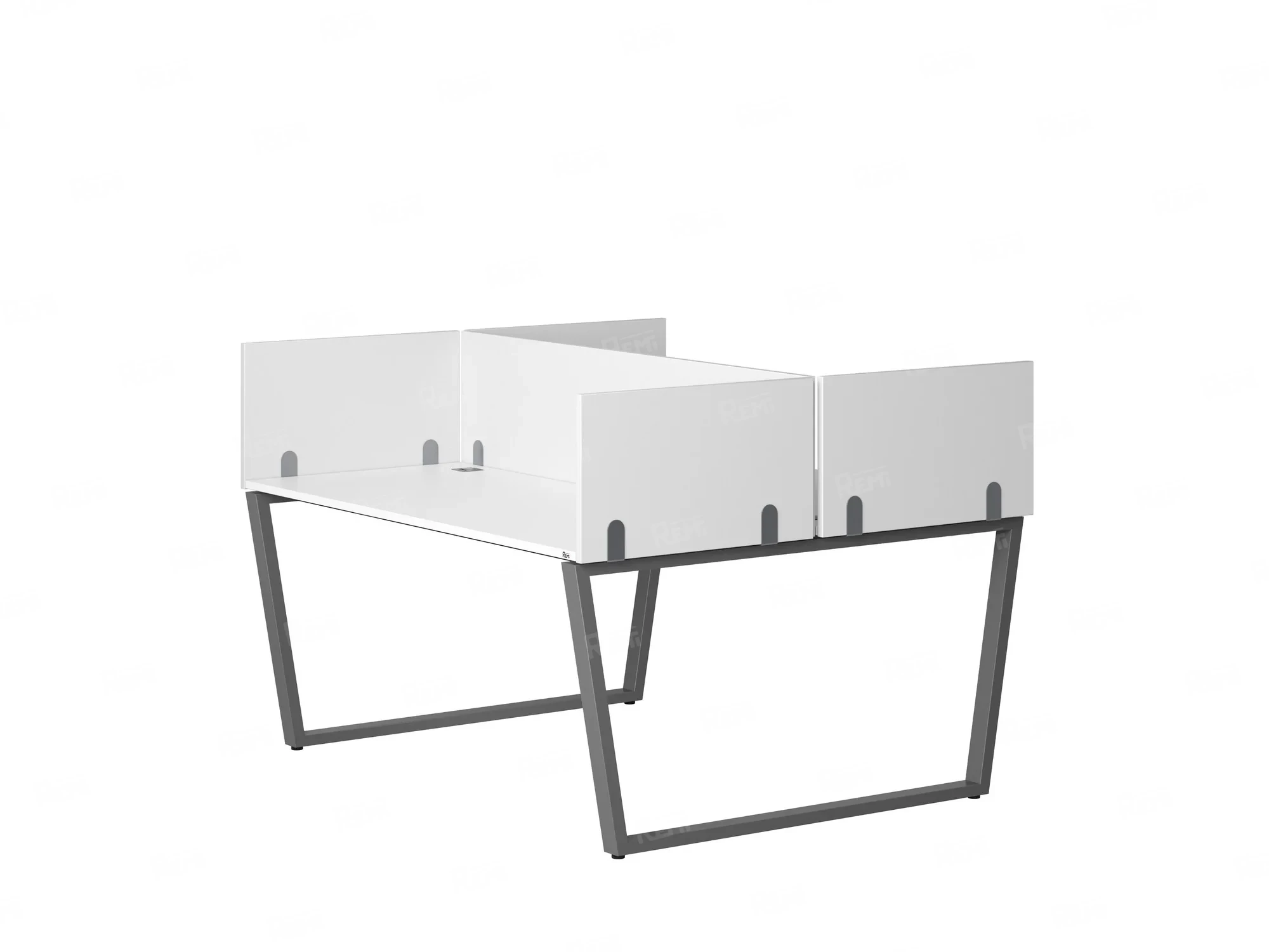 Бенч-система, 2 рабочих места, 5 ЛДСП экранов 1400x1200x750 RM172-4-14x12 Белый/Серый