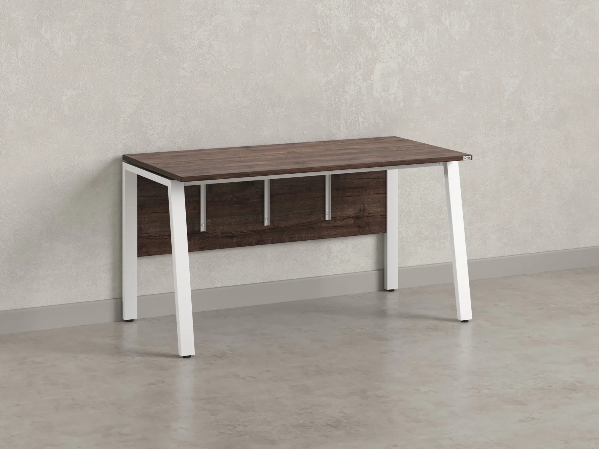 Стол прямой, Л-опора, экран ЛДСП,парящая стол-ца 1400x700x750 RM009-14x7 Дуб Апрельский шоколад/Белый