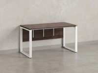 Стол прямой, О-опоры, экран ЛДСП,парящая стол-ца 1400x600x750 RM008-14x6 Дуб Апрельский шоколад/Белый