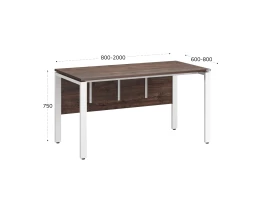 Стол прямой, П-опоры, экран ЛДСП,парящая стол-ца 1200x800x750 RM007-12x8 Дуб Апрельский шоколад/Белый